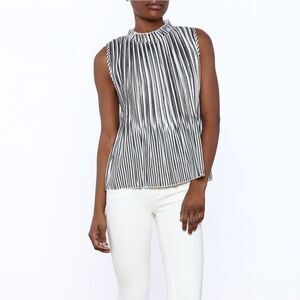 HYFVE mock neckline Pleated Stripe top